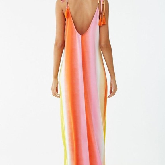 Forever21 Satin Multicolor Ombre Maxi Dress NWT - Picture 4 of 6